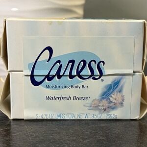2001 Caress Waterfresh Breeze Moisturizing Bar Soap 2 Bars 4.75 oz DISCONTINUED